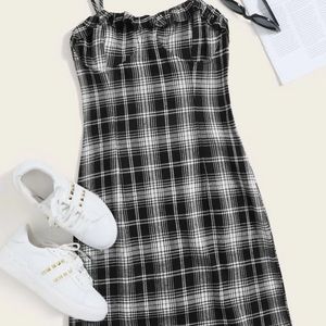 Romwe plaid bustier cami dress